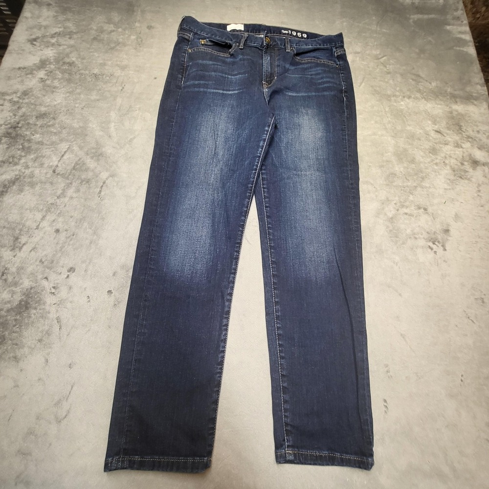 Gap Jeans Womens 8 Blue Boyfriend Relaxed Stretch Dark Wash 5-Pocket Denim